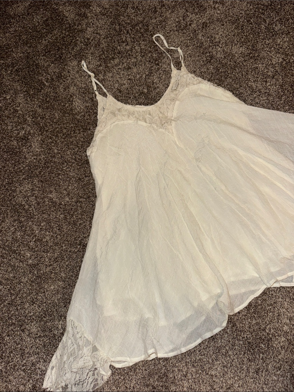 Ivory Lace Trim Chiffon Cami Dress